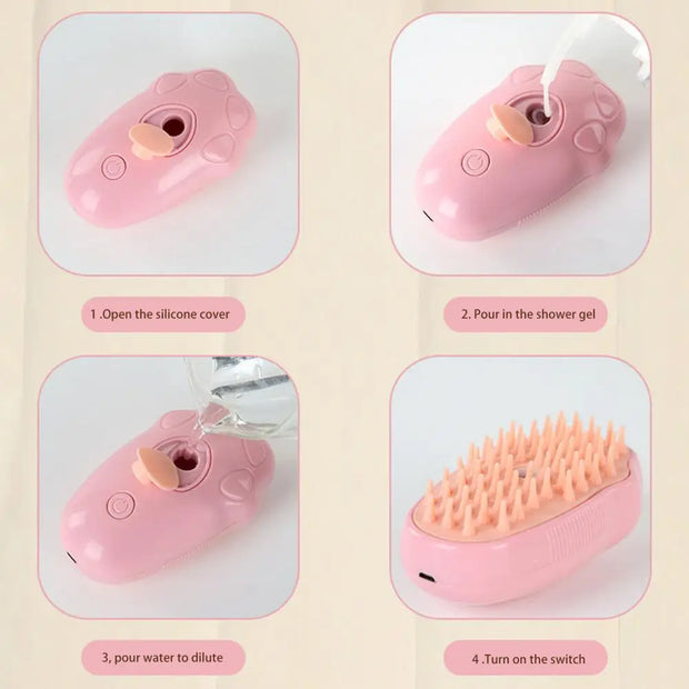 Pet Grooming Brush with Self Feature for Massage